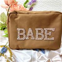 Trendy Letter Embroidery Nylon Toiletry Bag 