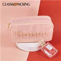 Pink Letter Embroidery Custom Bulk Cosmetic Bags