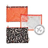 3 in 1 Bulk Wholesale Clear Cosmetic Bags in Leopard Tan 