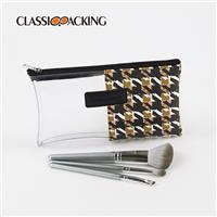 Small Leather Stitching Clear Makeup Bag Bulk