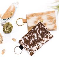Leopard Print Coin Purse With Durable Split Key Ring 