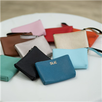 Monogrammed Leather Coin Pouch