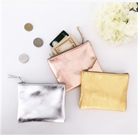 Metallic Leather Coin Pouch 