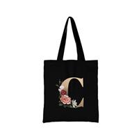 Alphabet Flower Canvas Wholesale Tote Bags for Women