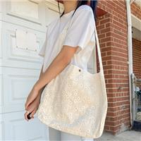 Daisy Flower Textured Canvas Tote Bags Bulk