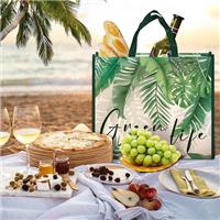 Palm Tree Leaves Green Washable Non Woven Grocery Bags Bulk