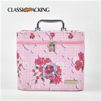 Flower Printed Metal Handle Wholesale Vanity Case