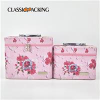 Flower Printed Metal Handle Wholesale Vanity Case