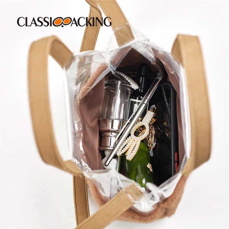 clear velvet makeup bag with handle
