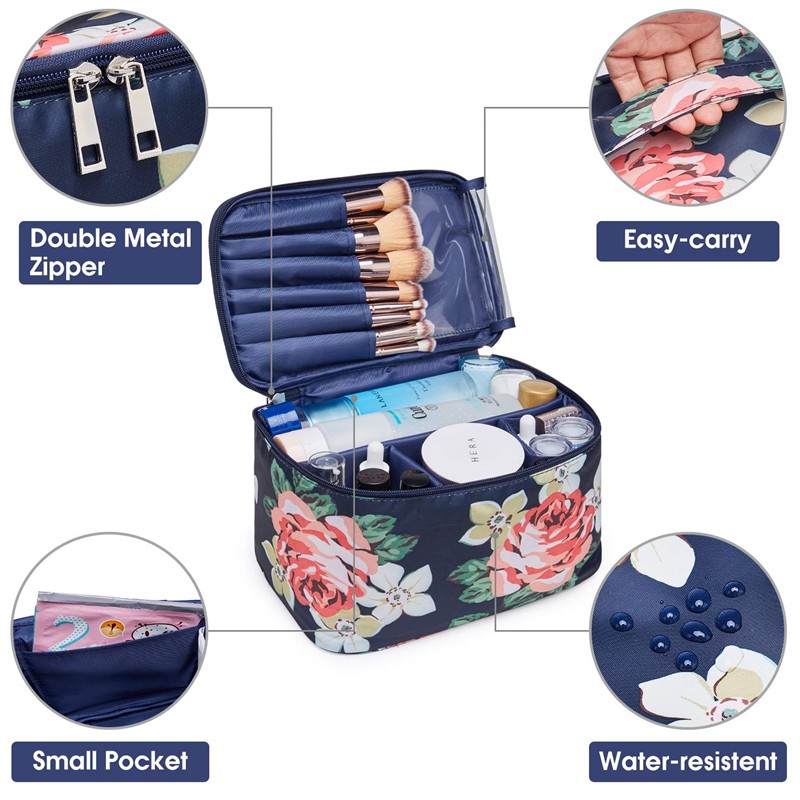 makeup bag with brush storage