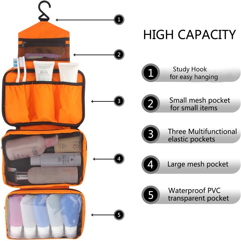 waterproof hanging travel toiletry bag