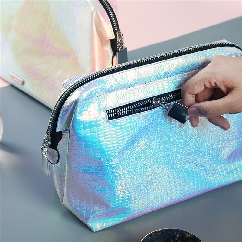 women's holographic cosmetic bag