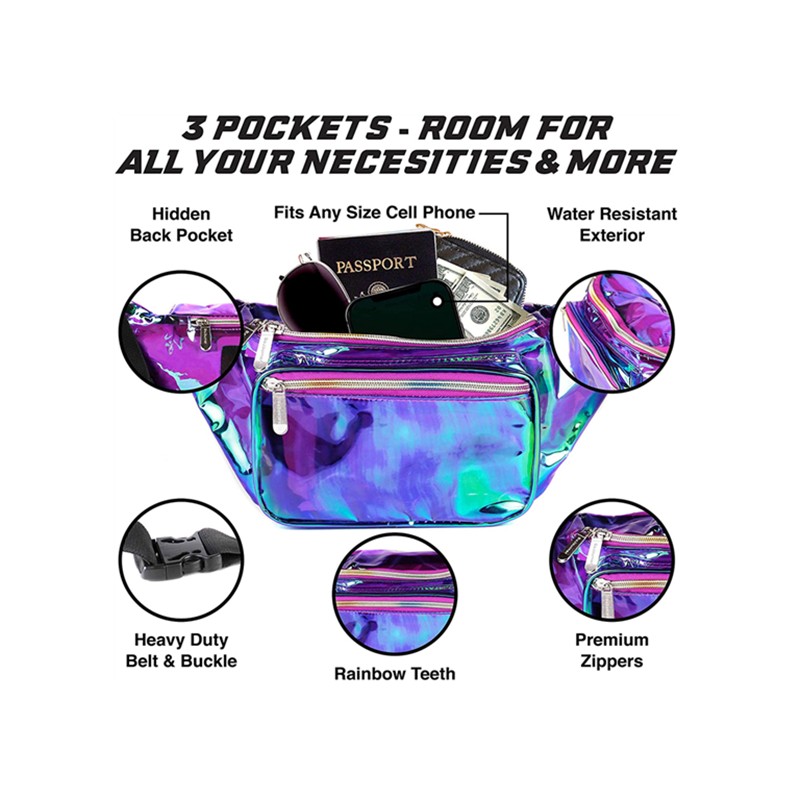 Modern beautiful holographic makeup bag