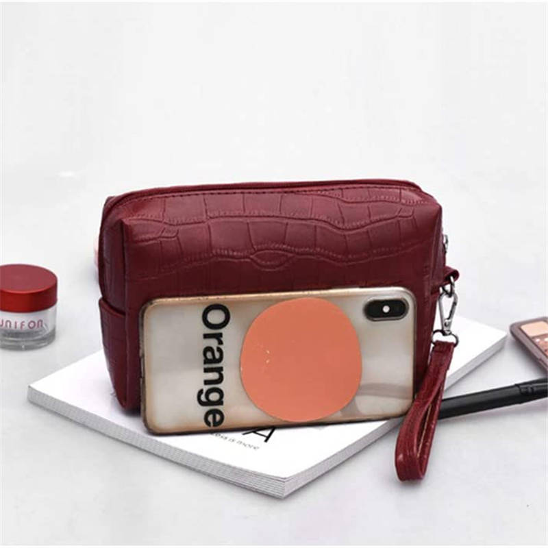 small leather cosmetic pouch