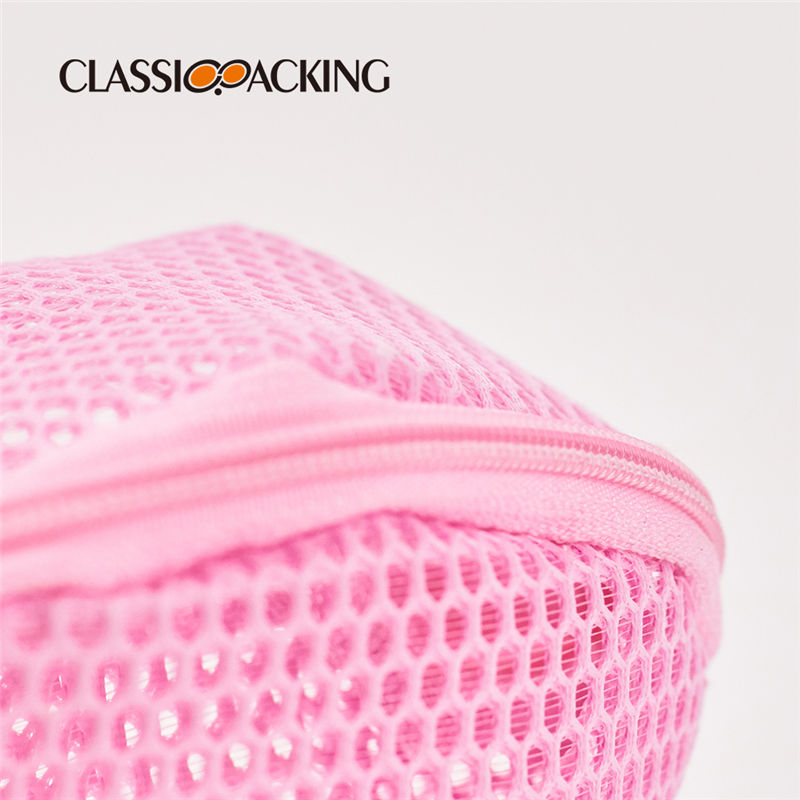 pink mesh cosmetic bag