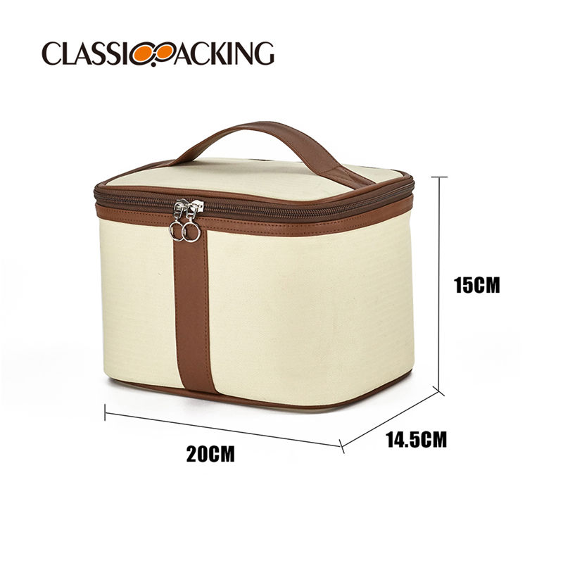 canvas cosmetic bag with handle