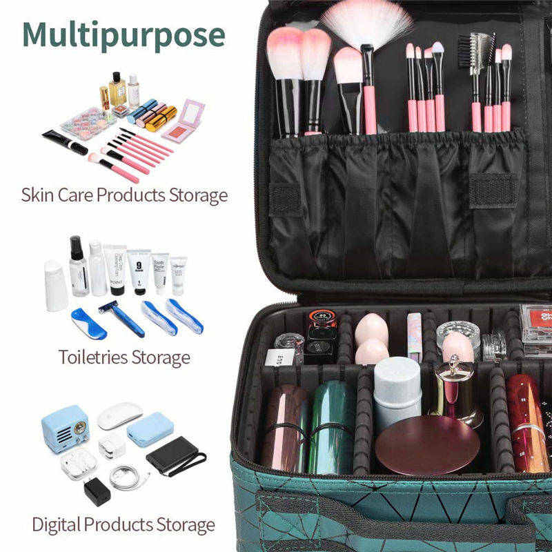 travel makeup case with brush slots
