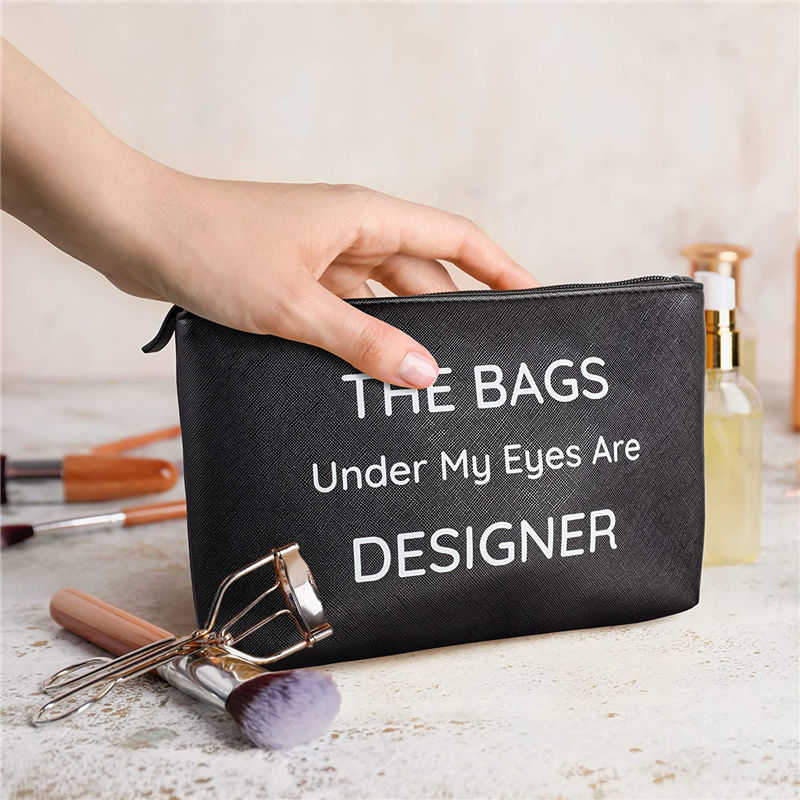 Black PU Leather Makeup Bag