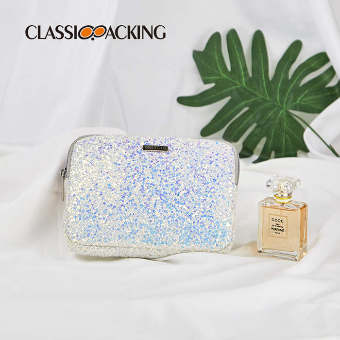 glittering cosmetic bag