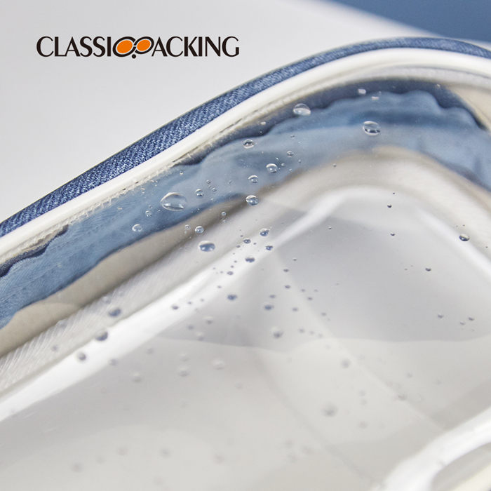 Denim stitching transparent cosmetic bag