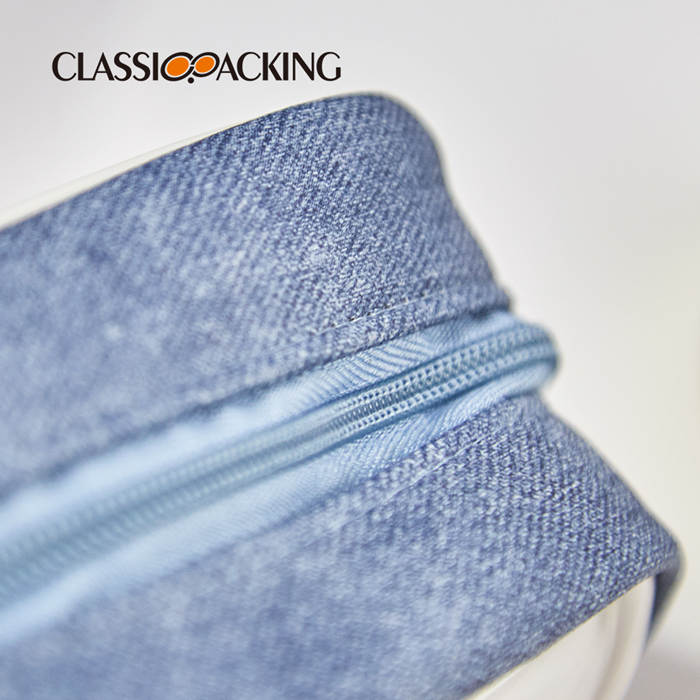 Denim stitching transparent cosmetic bag