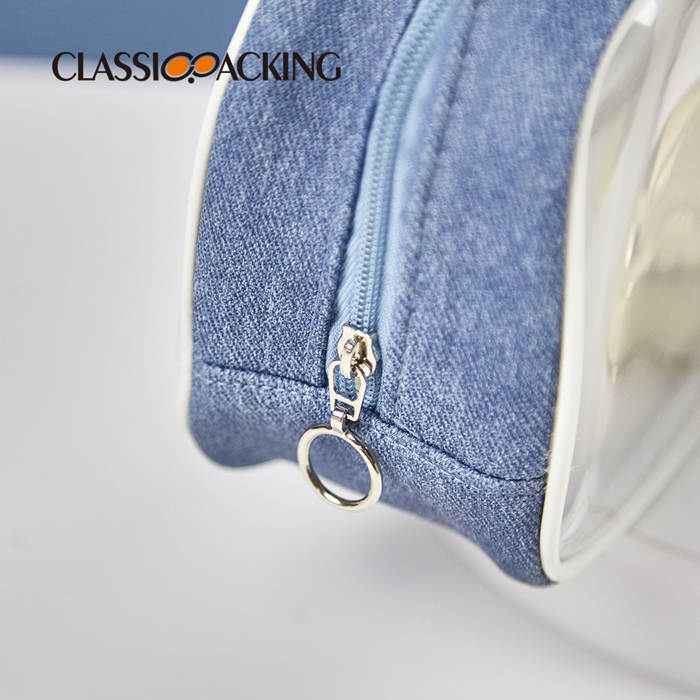 Denim stitching transparent cosmetic bag