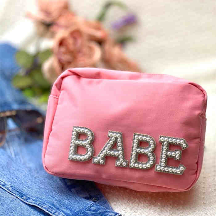Trendy Letter Embroidery Toiletry Bag 