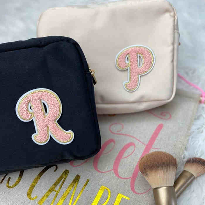 Trendy Letter Embroidery Toiletry Bag