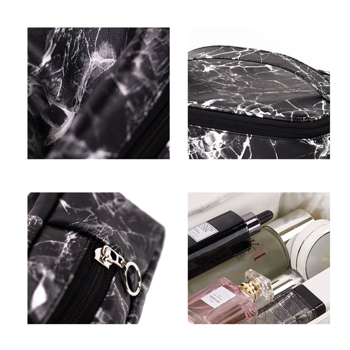 Black marble cosmetic bag