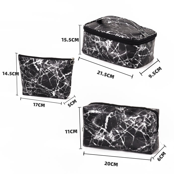 Black marble cosmetic bag