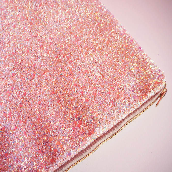 Pink Iridescent Glitter Makeup Bag