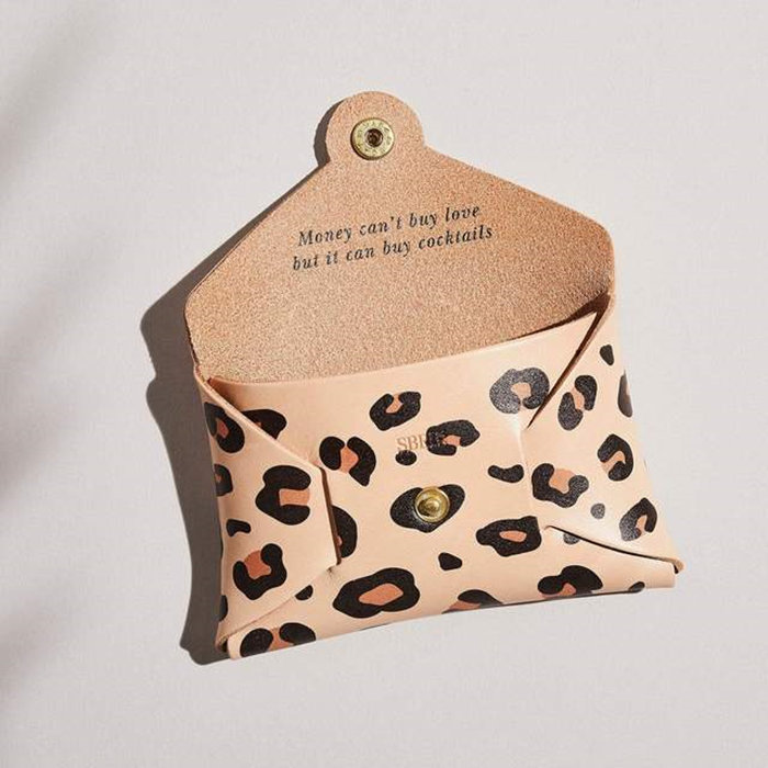 Leopard Print Leather Coin Purse