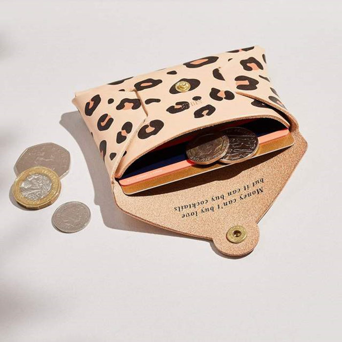 Leopard Print Leather Coin Purse