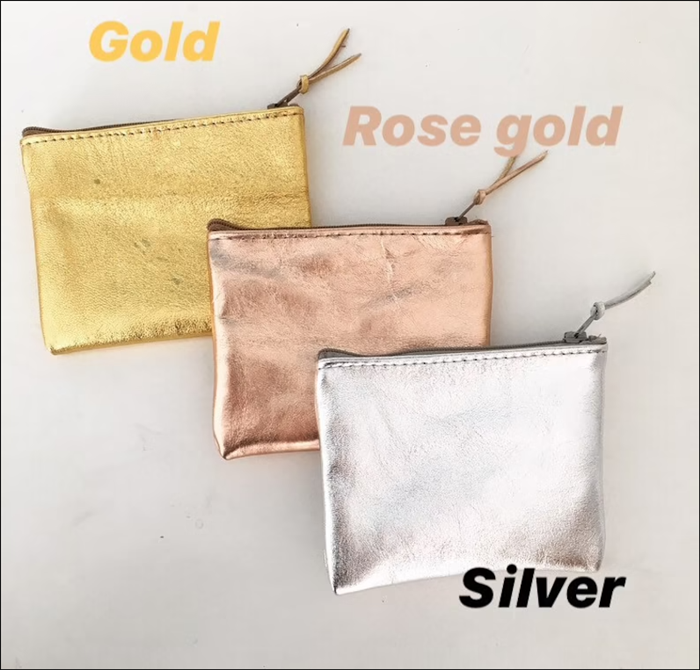 Metallic Leather Coin Pouch