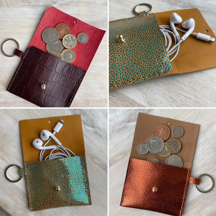 Colorful Key Chain Leather Coin Purse